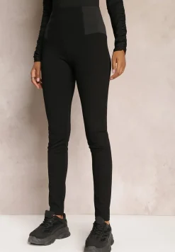 Czarne Legginsy High Waist z Szeroką Gumką w Talii Renume
