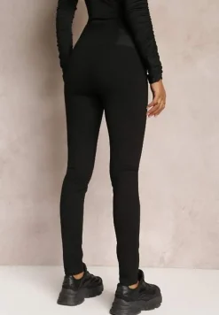 Czarne Legginsy High Waist z Szeroką Gumką w Talii Renume