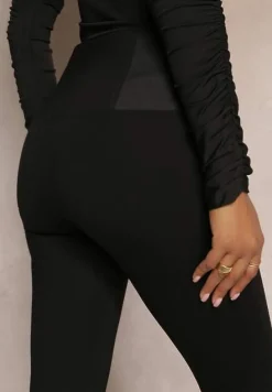 Czarne Legginsy High Waist z Szeroką Gumką w Talii Renume