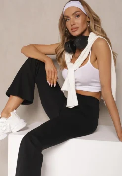 Czarne Legginsy High Waist o Fasonie Flare Nallirea