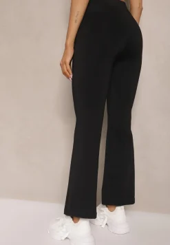 Czarne Legginsy High Waist o Fasonie Flare Nallirea
