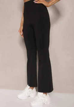 Czarne Legginsy High Waist o Fasonie Flare Nallirea