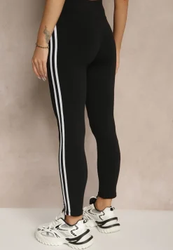 Czarne Legginsy Ozdobione Lampasami Puelle