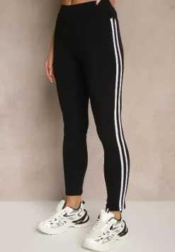 Czarne Legginsy Ozdobione Lampasami Puelle