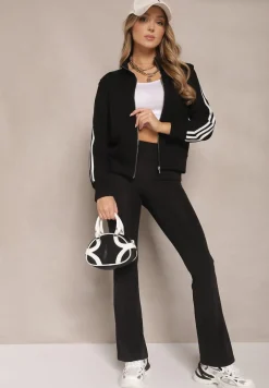 Czarne Legginsy Typu Dzwony High Waist Edinelia