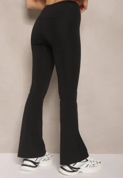 Czarne Legginsy Typu Dzwony High Waist Edinelia