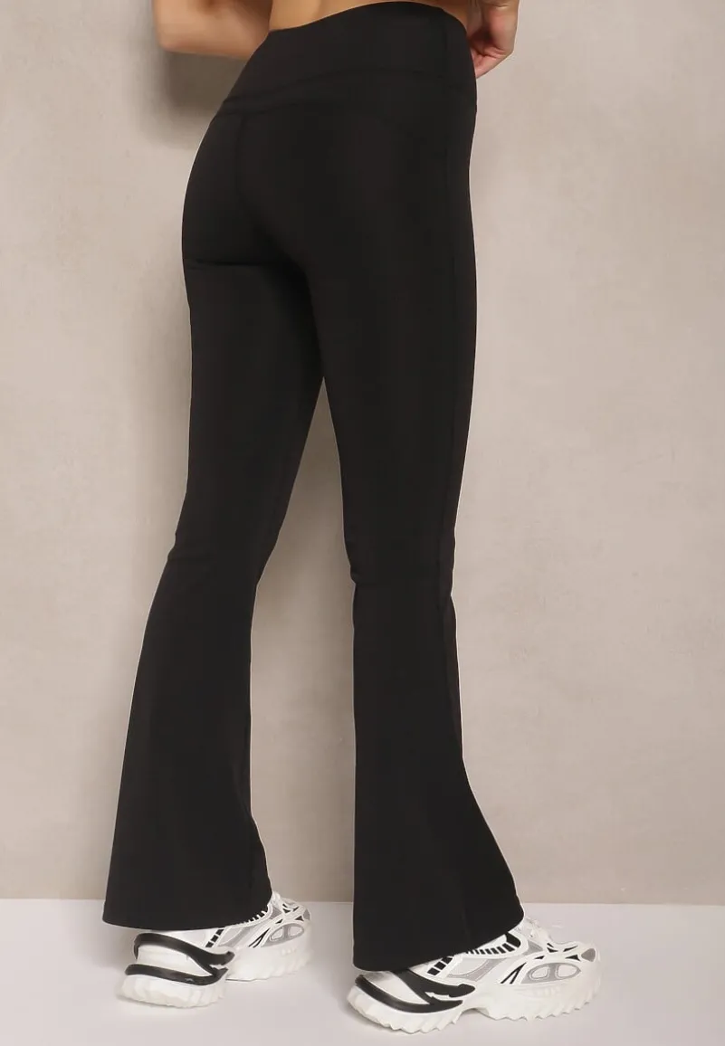 Czarne Legginsy Typu Dzwony High Waist Edinelia