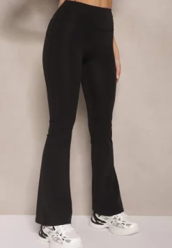 Czarne Legginsy Typu Dzwony High Waist Edinelia