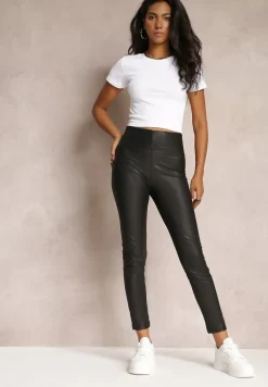 Czarne Legginsy z Ekoskóry Favi