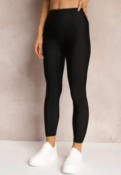 Czarne Legginsy z Gładkiej Dzianiny Canne