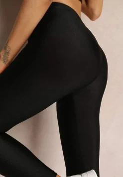 Czarne Legginsy z Gładkiej Dzianiny Canne