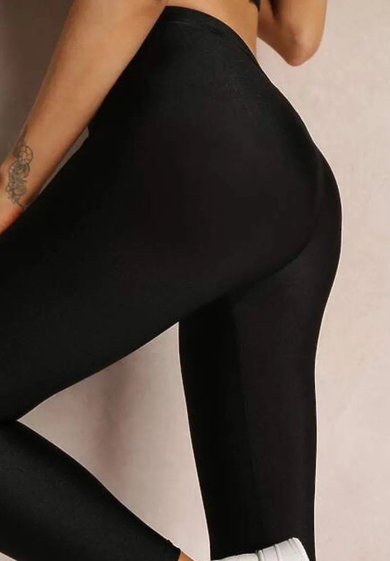 Czarne Legginsy z Gładkiej Dzianiny Canne