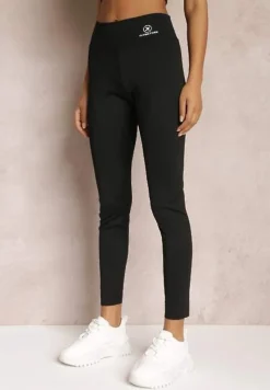 Czarne Legginsy z Gumką w Talii z Długimi Nogawkami Somys