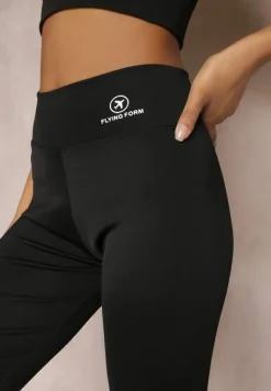 Czarne Legginsy z Gumką w Talii z Długimi Nogawkami Somys