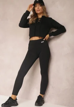 Czarne Legginsy z Gumką w Pasie Ismiphae