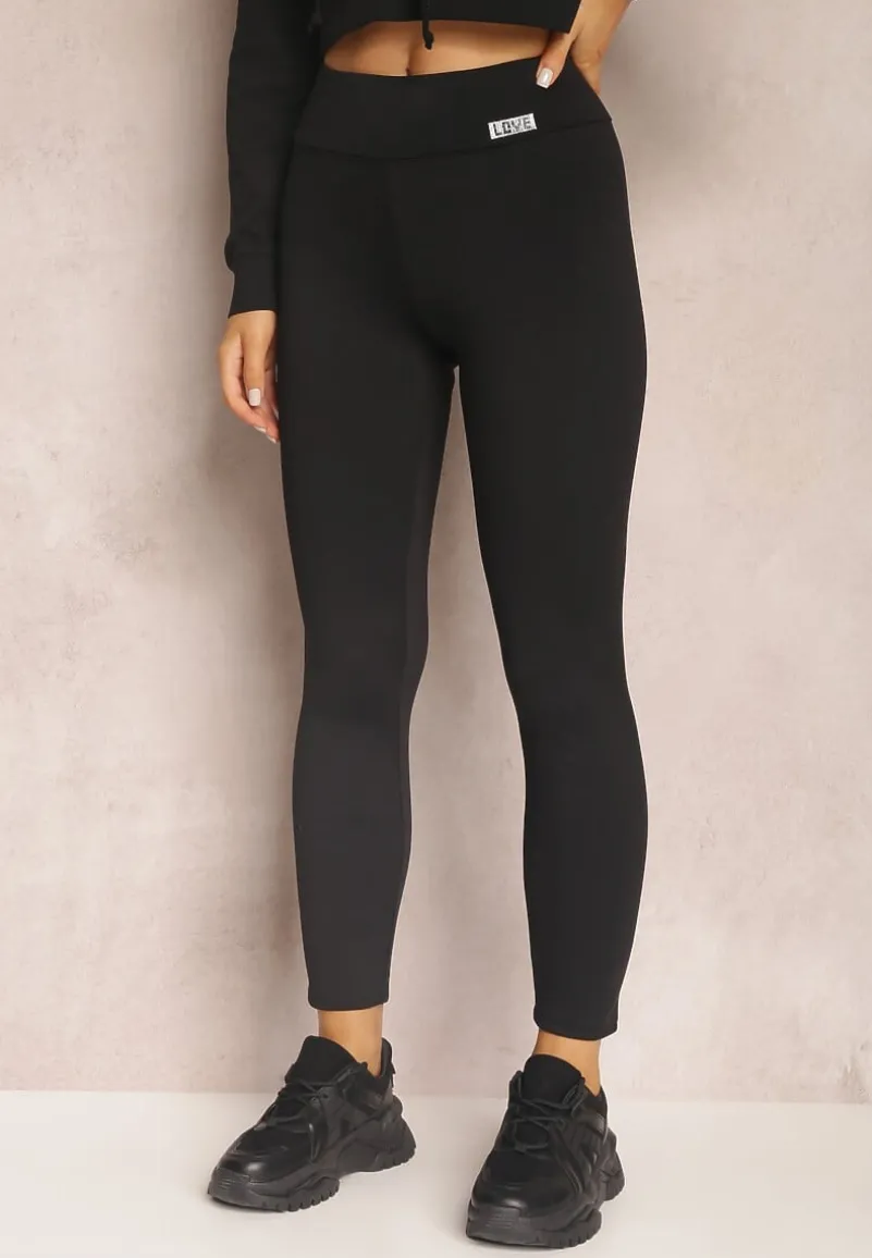 Czarne Legginsy z Gumką w Pasie Ismiphae