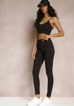 Czarne Legginsy z Gumką w Talii z Długimi Nogawkami Caleta