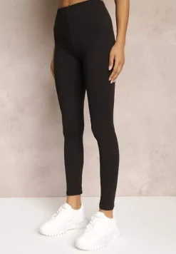 Czarne Legginsy z Gumką w Talii z Długimi Nogawkami Caleta