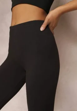 Czarne Legginsy z Gumką w Talii z Długimi Nogawkami Caleta