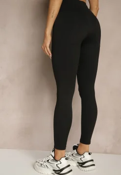 Czarne Legginsy z Ozdobnymi Przeszyciami z Efektem Modelowania Carittia