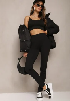 Czarne Legginsy z Włókna Bambusowego o Klasycznym Fasonie Salimeno