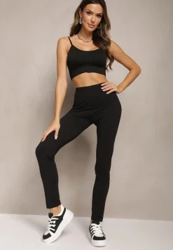 Czarne Legginsy z Włókna Bambusowego o Klasycznym Fasonie Salimeno