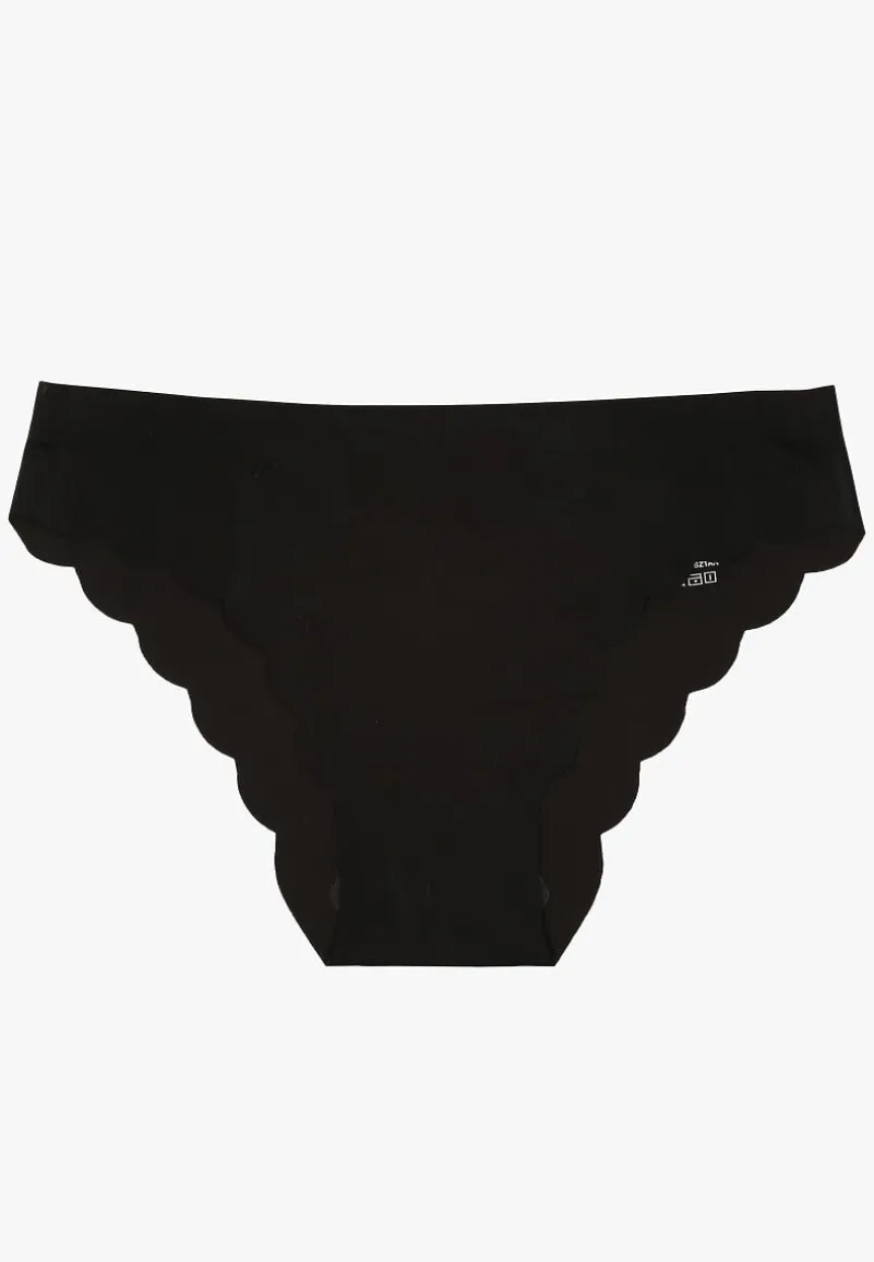 Czarne Majtki Bezszwowe Ozdobione Cyrkoniami i Falbanką Pillissea