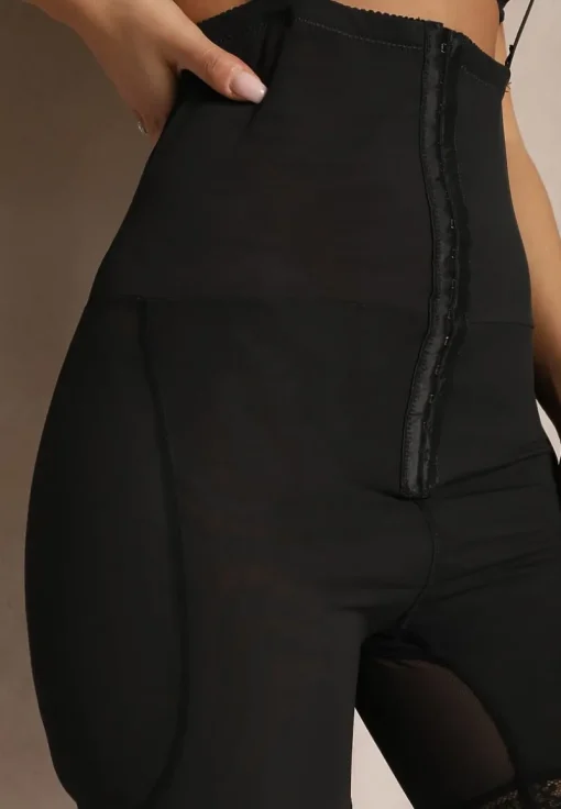 Czarne Majtki Modelujące High Waist z Szelkami i Push-Upem Tarenna