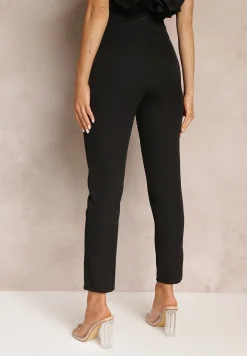 Czarne Materiałowe Spodnie Regular Pivolia