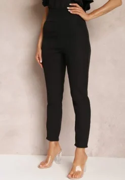 Czarne Materiałowe Spodnie Regular Pivolia