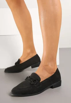 Czarne Mokasyny Vices z Perforacją z Wkładką ze Skóry Naturalnej Felithria