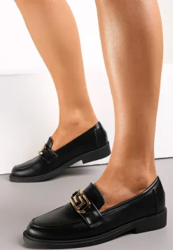 Czarne Mokasyny Wsuwane z Klamerką Wesley