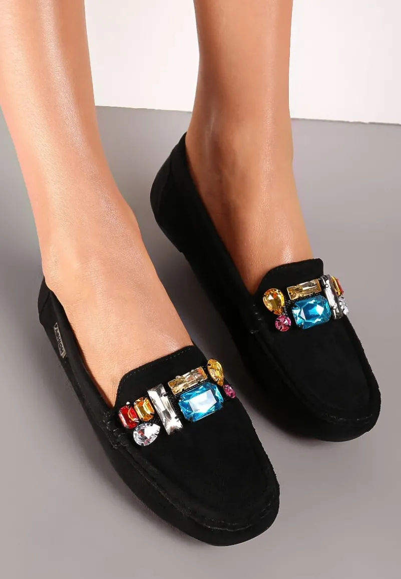 Czarne Mokasyny z Wkładką ze Skóry Naturalnej Veso