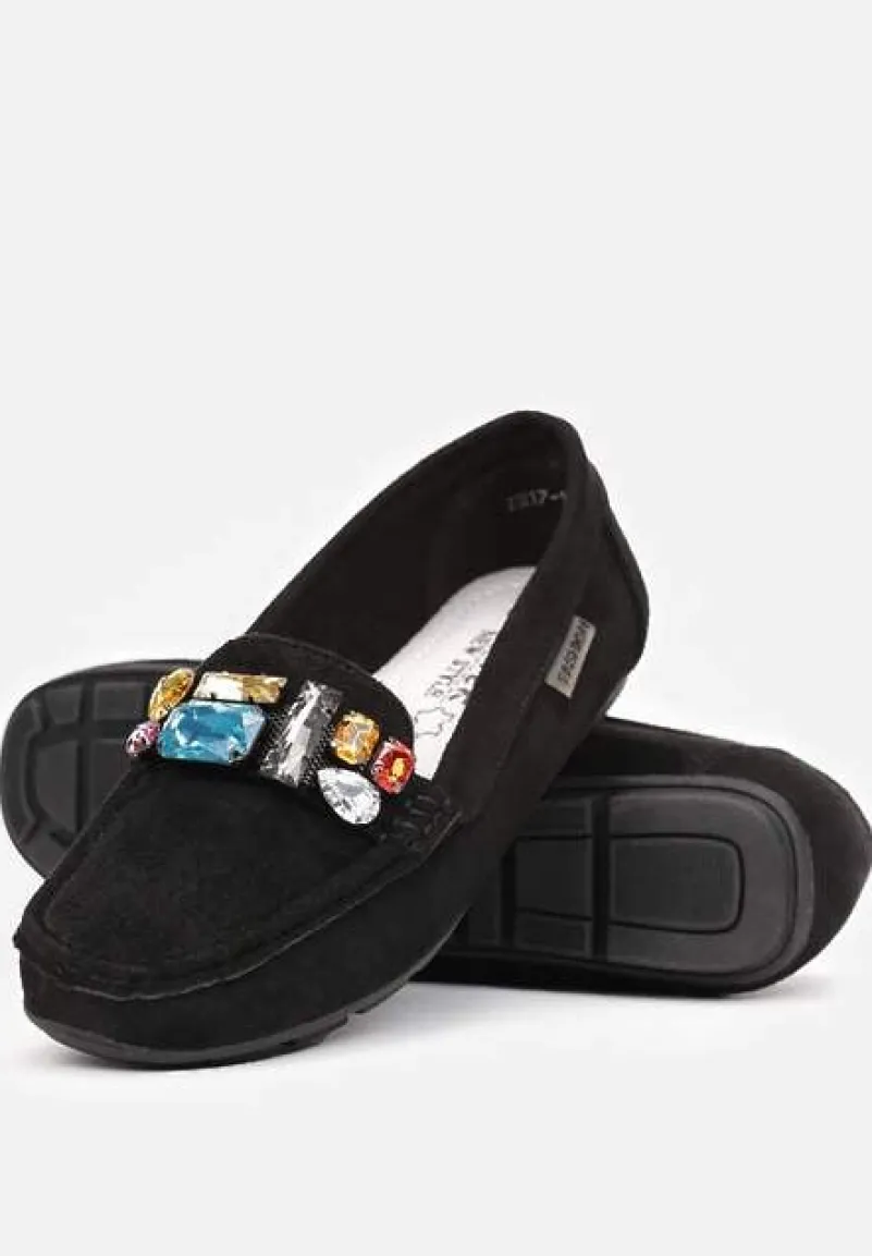 Czarne Mokasyny z Wkładką ze Skóry Naturalnej Veso