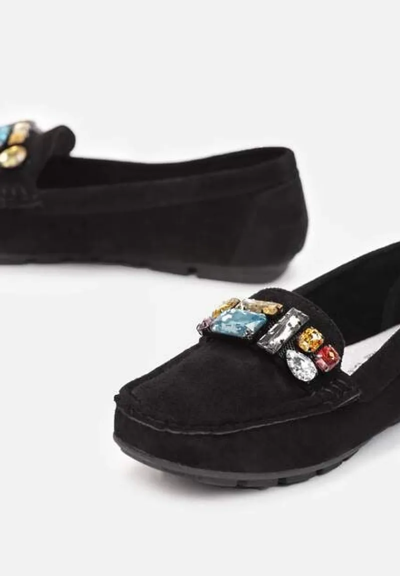 Czarne Mokasyny z Wkładką ze Skóry Naturalnej Veso