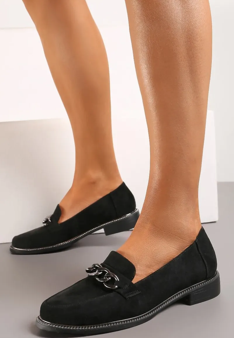 Czarne Mokasyny ze Skórzaną Wkładką Torvik
