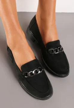 Czarne Mokasyny ze Skórzaną Wkładką Torvik