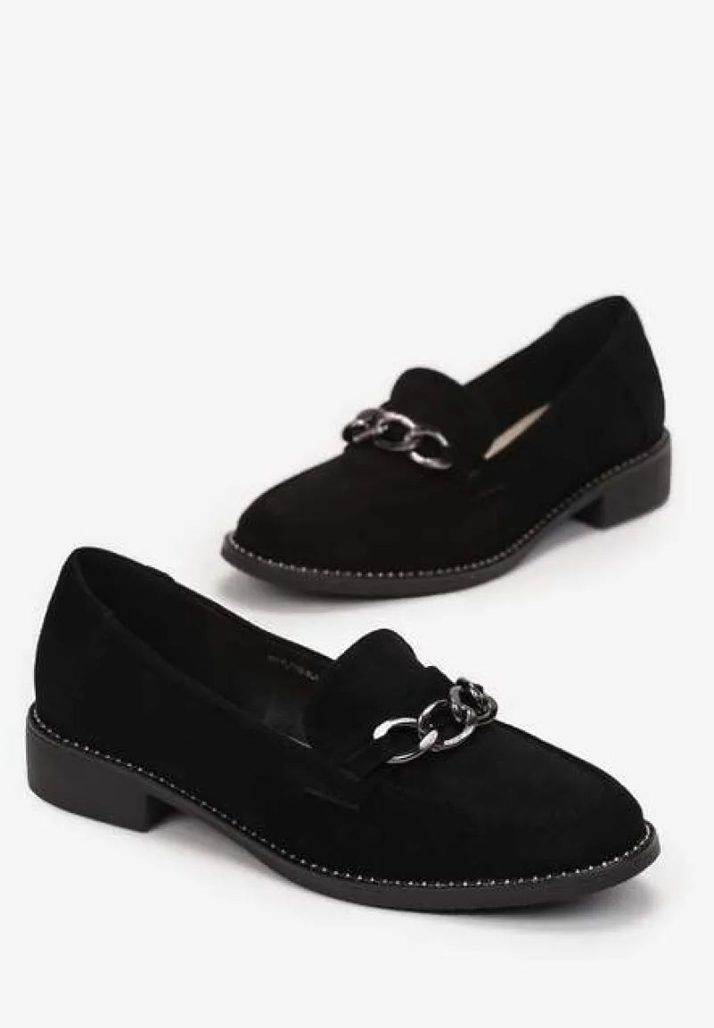 Czarne Mokasyny ze Skórzaną Wkładką Torvik