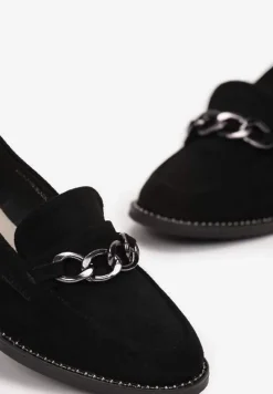 Czarne Mokasyny ze Skórzaną Wkładką Torvik