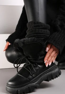 Czarne Śniegowce na Grubej Podeszwie Isothoe