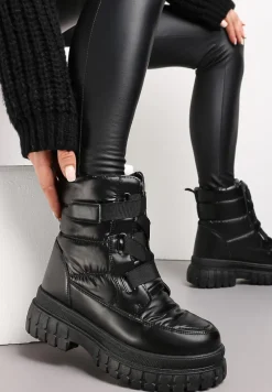 Czarne Śniegowce na Grubej Podeszwie Kereza