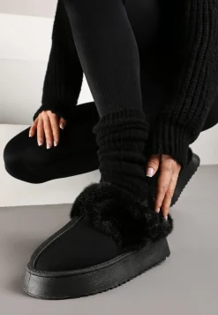 Czarne Śniegowce na Platformie z Futerkiem Zemiyana