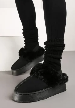 Czarne Śniegowce na Platformie z Futerkiem Zemiyana