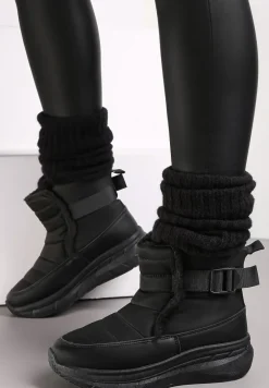 Czarne Śniegowce na Platformie Pikowane Giacinto