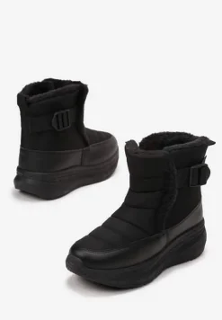 Czarne Śniegowce na Platformie Pikowane Giacinto