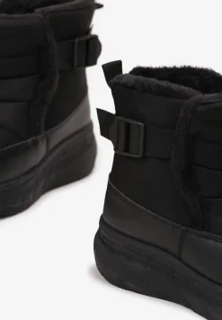 Czarne Śniegowce na Platformie Pikowane Giacinto