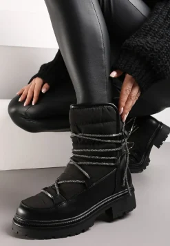 Czarne Śniegowce na Platformie z Wiązaniem w Cyrkonie Brelara