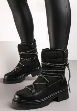 Czarne Śniegowce na Platformie z Wiązaniem w Cyrkonie Brelara