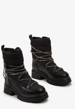 Czarne Śniegowce na Platformie z Wiązaniem w Cyrkonie Brelara