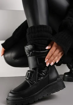 Czarne Śniegowce Sportowe na Platformie Coila